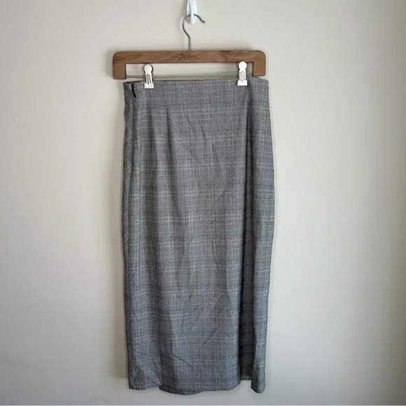 Babaton Billy Skirt Plaid Button Front Asymmetrical Grey Size 4 - Picture 5 of 6